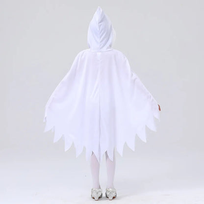 Halloween Cosplay Nightlight Hooded Cloak Kids White Ghost Glowing Ghost Face Cloak Party Dress Up Scary Ghost Clothes