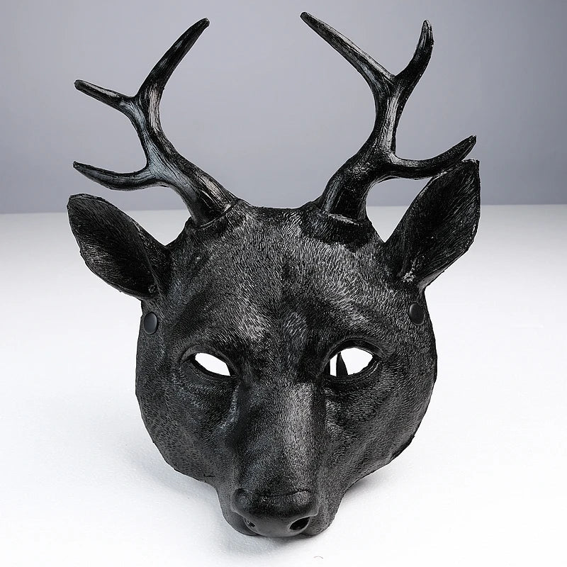 Halloween Cosplay White Deer Mask for Men Carnival Party Rave Masquerade Mask Anime Cosplay Props Mardi Gras Mask Antlers Decor