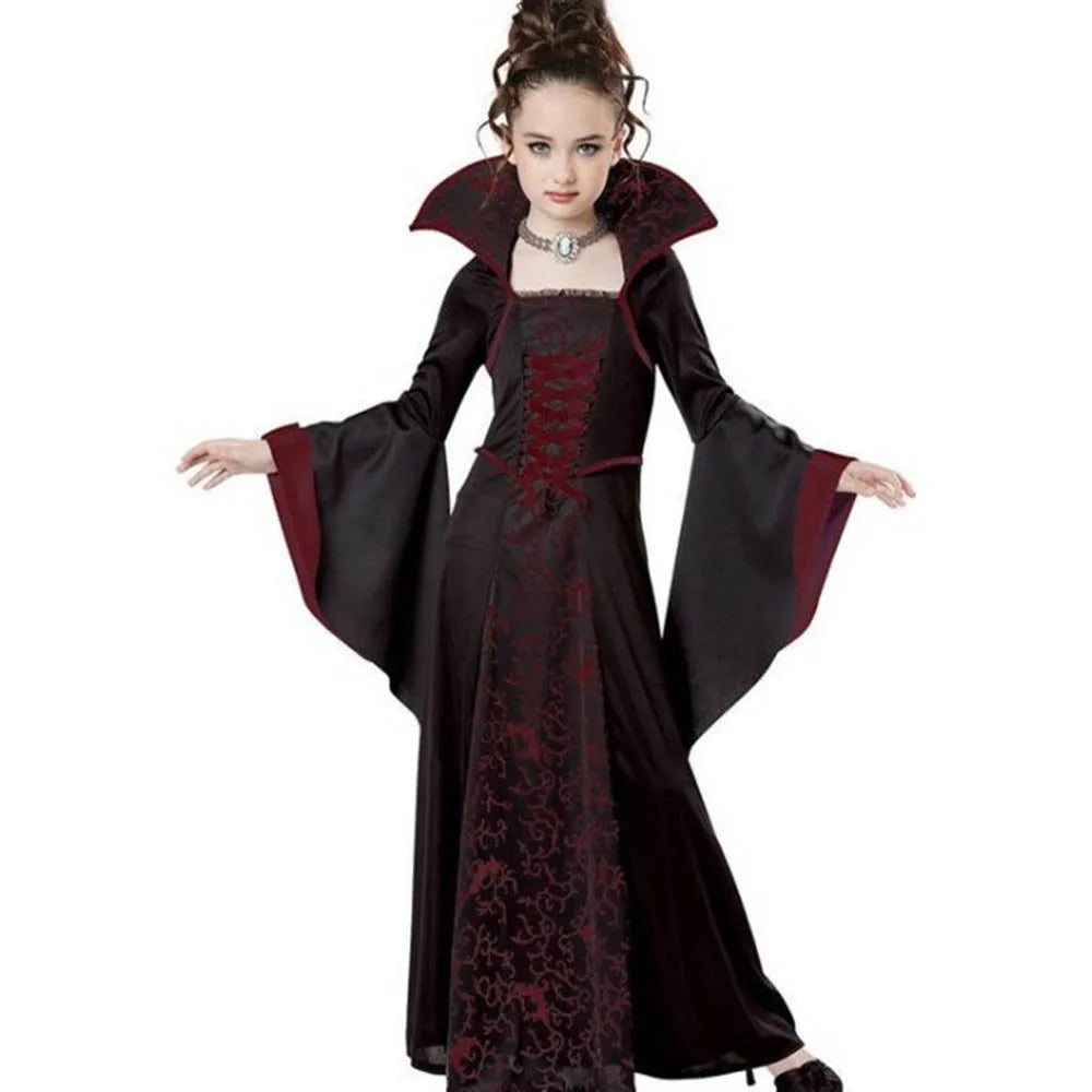 Halloween Cosplay Witch Vampire Costume for Kids Girls Disfraz Carnival Dress Up Party Mujer Children's Performance Clothing