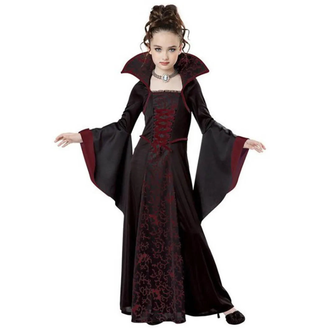 Halloween Cosplay Witch Vampire Costume for Kids Girls Disfraz Carnival Dress Up Party Mujer Children's Performance Clothing