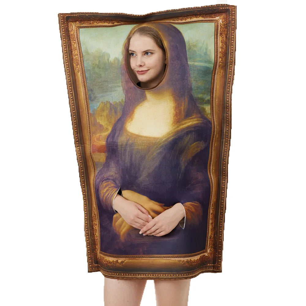 Halloween Costumes For Adults Women Men Mona Lisa Painting Cosplay The Scream Jumpsuit Party Performance Prank Funny Prop Unisex