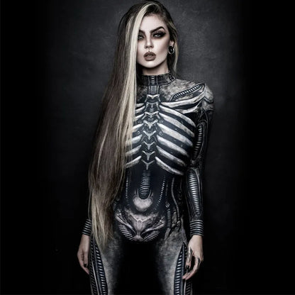 Halloween Devil Ghost Specter Jumpsuit Women Cosplay Skeleton Jumpsuits Carnival Party Performance Scary Costume