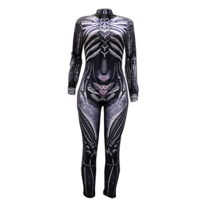 Halloween Devil Ghost Specter Jumpsuit Women Cosplay Skeleton Jumpsuits Carnival Party Performance Scary Costume