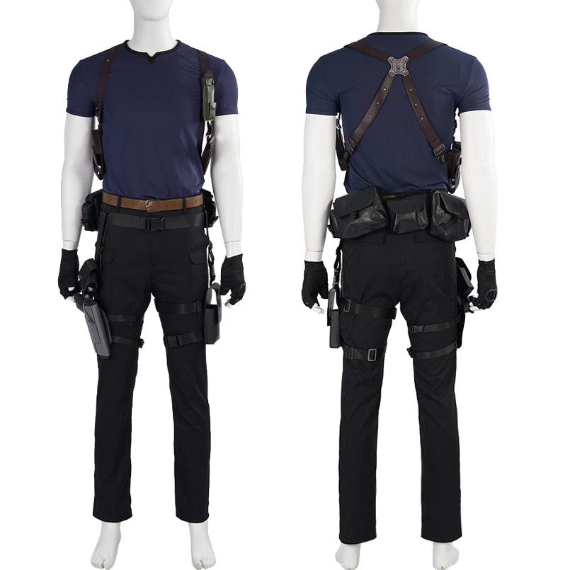 Halloween Game Costume Accessories RE Remake Leon Cosplay Shirt Men Shoulder Straps Armpit Holsters Overalls Pants