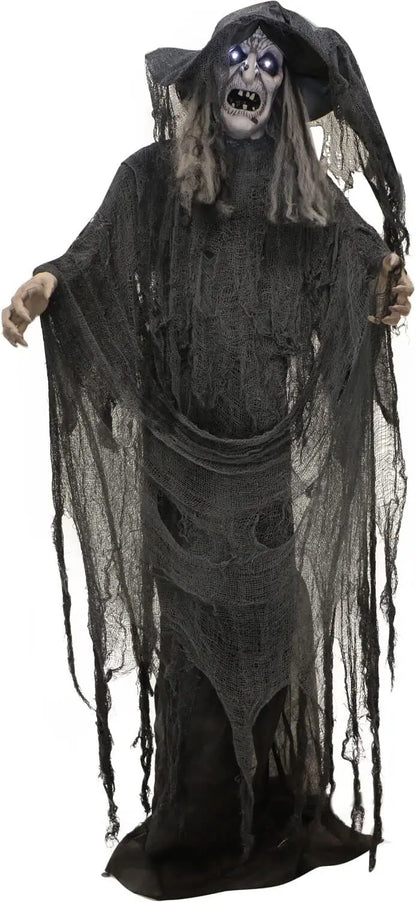 Halloween Ghost ，Life-Size Animatronic Scary Talking Witch With Touch Activated Lights And Sound, Indoor Or Co