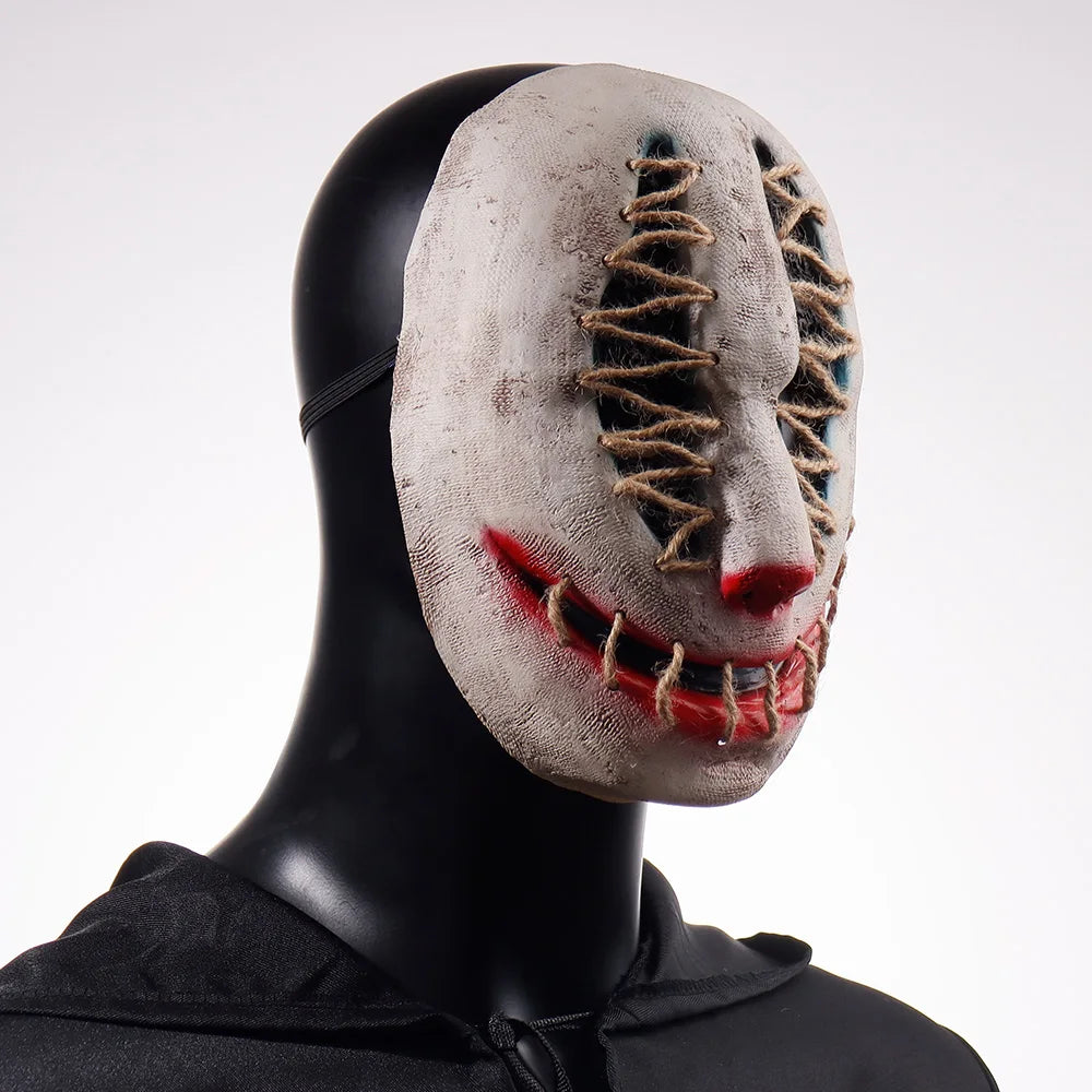 Halloween Joker Mask Cosplay Scary Killer Clown Half Face Latex Helmet Party Costume Props