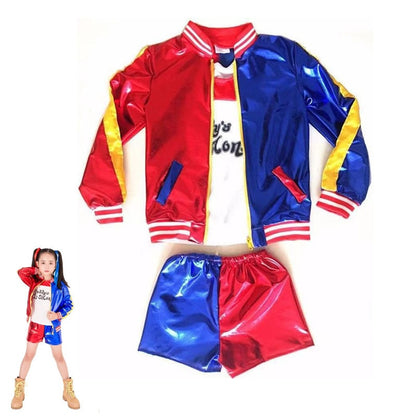 Halloween Kids Adult Suicide Cosplay Costume Quinn Squad Harley Monster T-shirt Jacket Jacket Pants COS