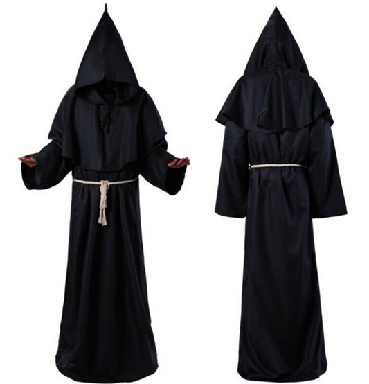 Halloween Medieval Christian Friar Priest Robes Witch Wizard Cloak Cape Party Death Ghost Vampire Devil Cosplay Costumes