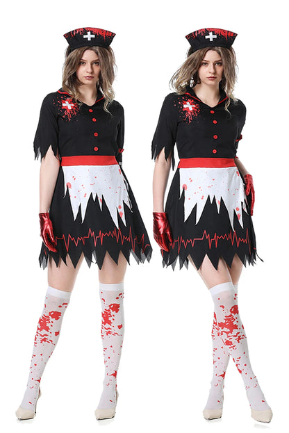 Halloween Nurse Vampire Zombie Cosplay Women Adult Fantasia Cosplay Costume Disguise Fantasy Halloween Carnival Party Clothes