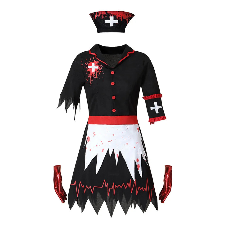 Halloween Nurse Vampire Zombie Cosplay Women Adult Fantasia Cosplay Costume Disguise Fantasy Halloween Carnival Party Clothes