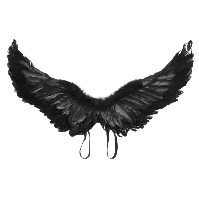 Halloween Party Costumes Feather Angel Wings Men Women Deluxe Wings with Elastic Straps Cosplay Carnival Accessory