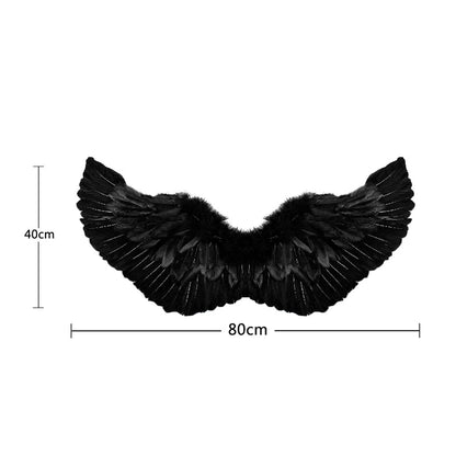 Halloween Party Costumes Feather Angel Wings Men Women Deluxe Wings with Elastic Straps Cosplay Carnival Accessory