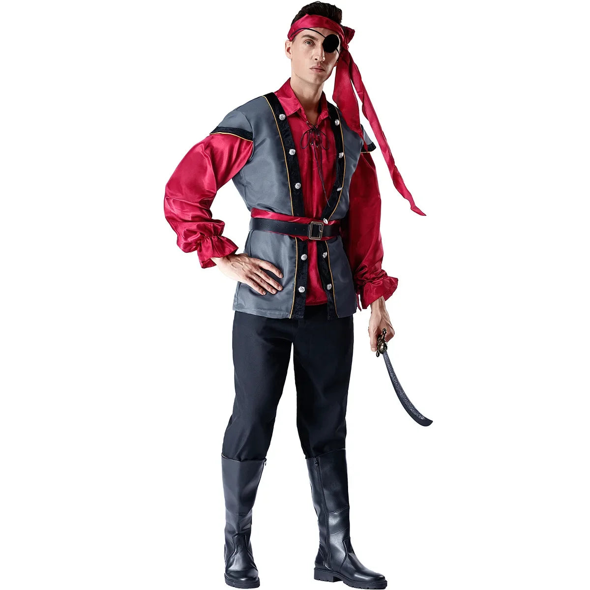 Halloween Party Medoeval Pirate King Captain Cosplay  Couples Costume Huntress Clubwear Women Men Play Suit