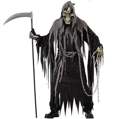 Halloween Skeleton Ghost Cosplay Costume For Adult Men Terror Grim Reaper Costume Cosplay Vampire Robe Role Play Fancy Dress