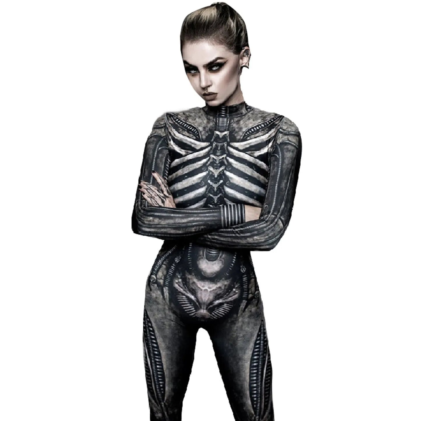 Halloween Skeleton Printed Bodysuit Cosplay Costumes Suit Women Jumpsuit Disfraz Halloween Mujer Scary Costumes Outfit