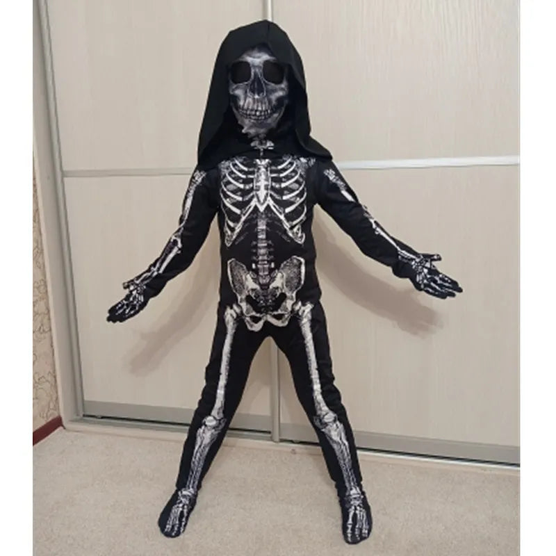 Halloween Skull Costume Children's Terror Dress Up Hooded Game Cosplay Holiday Gift Costume