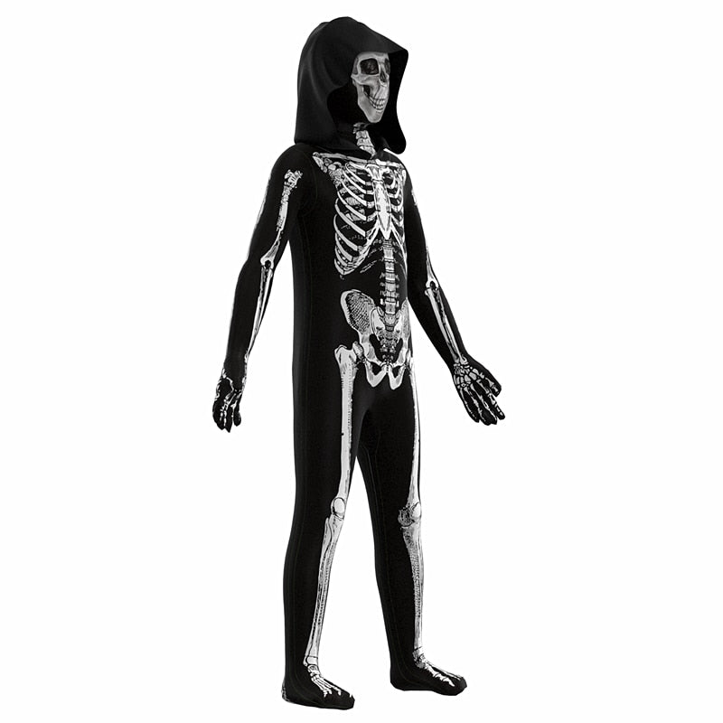 Halloween Skull Costume Children's Terror Dress Up Hooded Game Cosplay Holiday Gift Costume