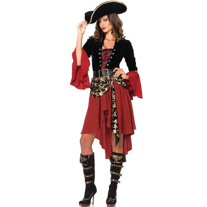 Halloween Women Adult Caribbean Jack Sparrow Pirate Costume  Caribbean Pirate Outfit Party Horror Vampire Pirate Fancy Dress