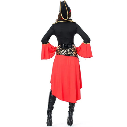 Halloween Women Adult Caribbean Jack Sparrow Pirate Costume  Caribbean Pirate Outfit Party Horror Vampire Pirate Fancy Dress