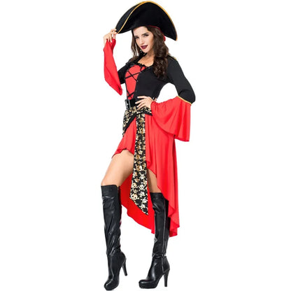 Halloween Women Adult Caribbean Jack Sparrow Pirate Costume  Caribbean Pirate Outfit Party Horror Vampire Pirate Fancy Dress