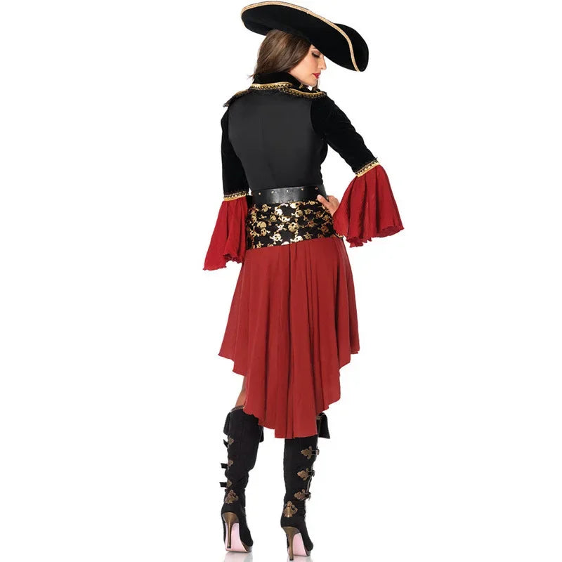 Halloween Women Adult Caribbean Jack Sparrow Pirate Costume  Caribbean Pirate Outfit Party Horror Vampire Pirate Fancy Dress