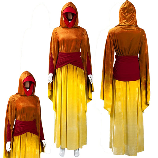 Padme Amidala Cosplay Costume Queen Jedi Robe Hooded Dress for Women Roleplay Outfit