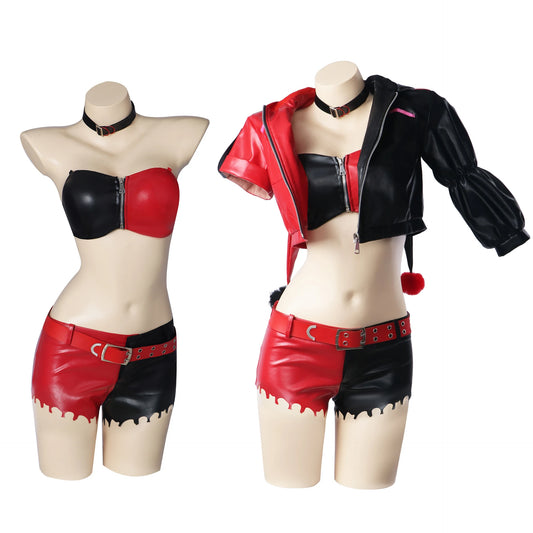 Harleey Cosplay Costume Women Girl Sexy Tube Top Shorts Hooded Coat Full Set Halloween Carnival Party Comic Con Performance Suit