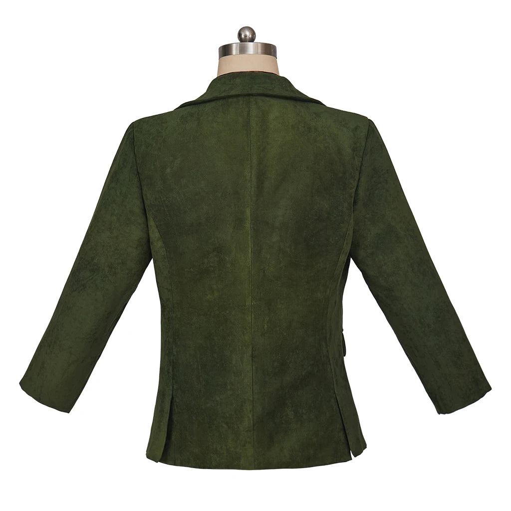 Harrier Du Bois Cosplay Disco Elysium Coat For Men Retro Green Suede Jacket with Tie Halloween Carnival Party Streetwear