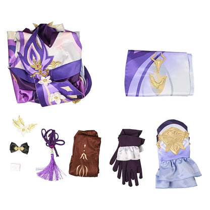 Game Genshin Impact Keqing Cosplay Women Costume Dress Outfits Purple Fantastic Skirts Adult Female Halloween Carnival Suit