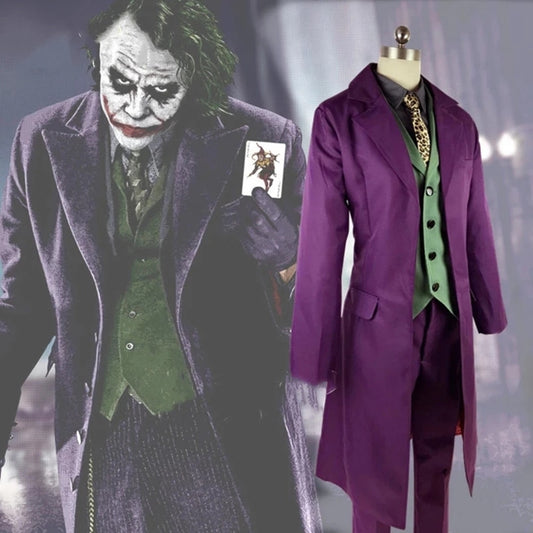 Heath Ledger Cosplay Suit Halloween Men Movie The Dark Knight Joker Costume Purple Jacket Full sets