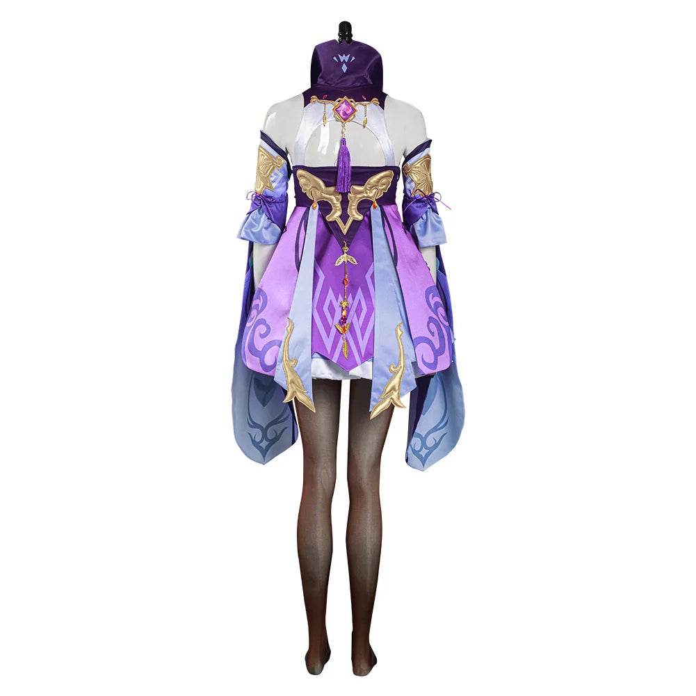 Game Genshin Impact Keqing Cosplay Women Costume Dress Outfits Purple Fantastic Skirts Adult Female Halloween Carnival Suit