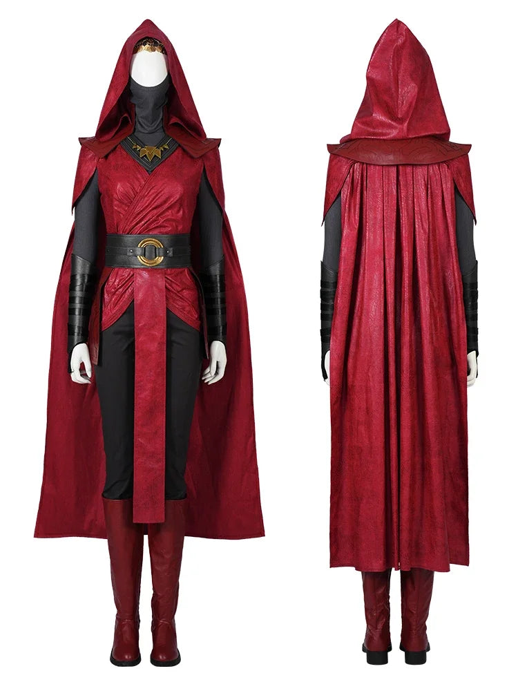 Halloween Carnival Dark Witch Red Women Outfit Cosplay Costume with Accessories