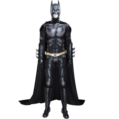 Halloween Superhero Bat Cosplay Bruce Battle Armor Wayne Outfit with Cowl Props Hero Dark Knight Costume Black Suit