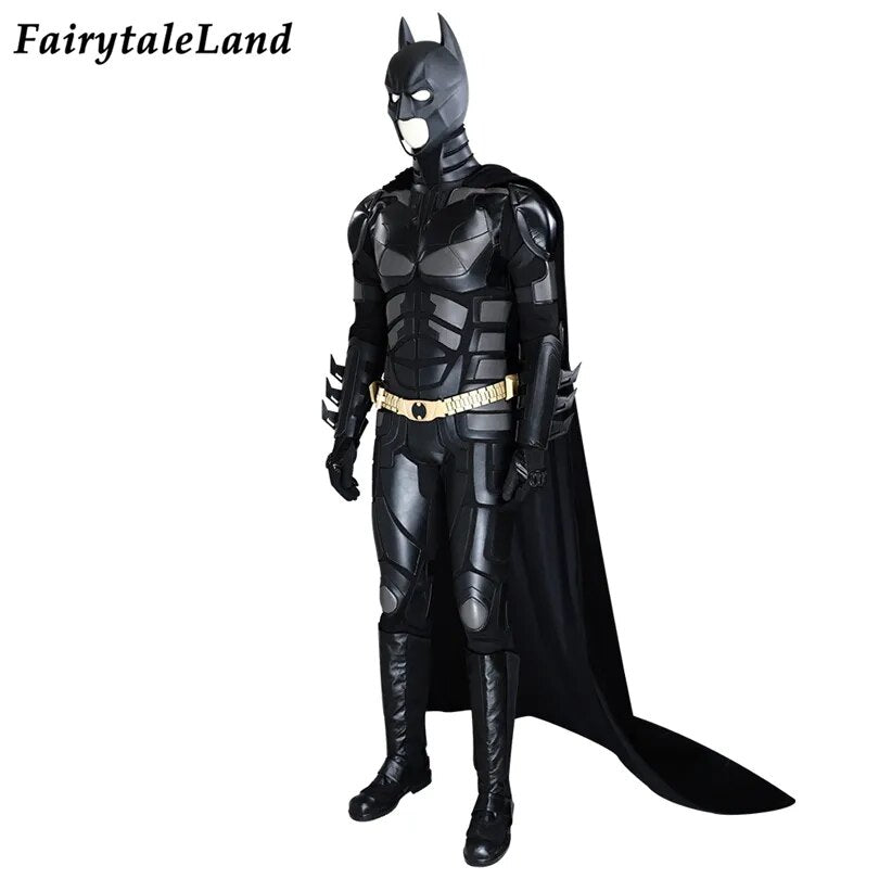 Halloween Superhero Bat Cosplay Bruce Battle Armor Wayne Outfit with Cowl Props Hero Dark Knight Costume Black Suit