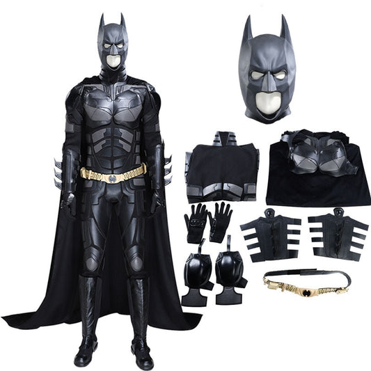 Halloween Superhero Cosplay Bat Costume Adult Men Battle Uniform Bruce jumpsuit Complete Outfit Helmet Custom Made