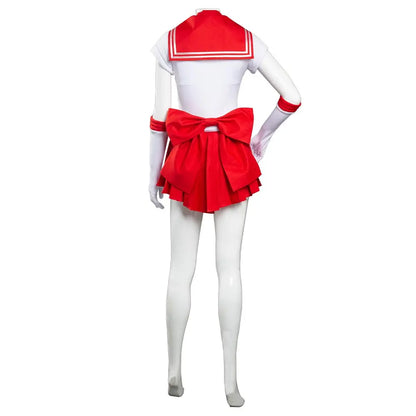 Hino Rei Red Sailor Dress Cosplay Costume Jumpsuit Skirt Outfit for Women Adult Halloween Carnival