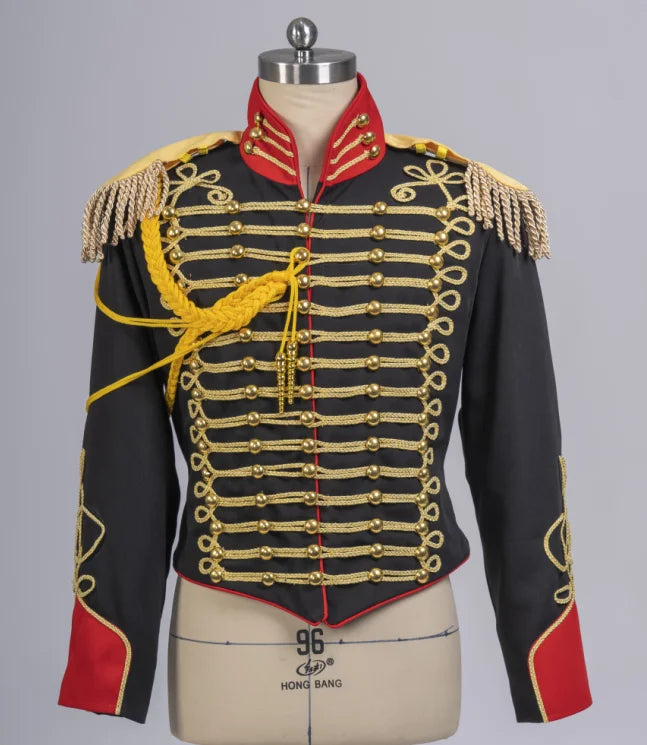 Historical Men's American Civil War Gold Braiding Hussar Officers Jacket With Gold Aiguillette Costume