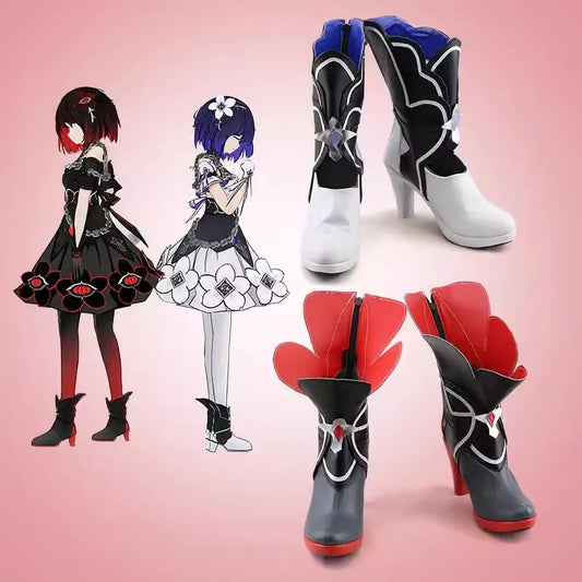 Honkai Impact 3 Seele Vollerei Twins cosplay shoes Halloween Fancy Shoes for Adult High Quality Faux Leather Red Blue Boots