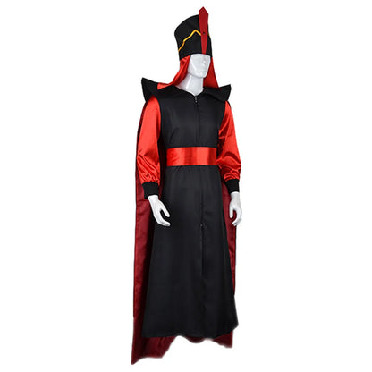 Jafar Cosplay Costume Movie Jumpsuit Cloak Hat for Men Adult Outfits Disguise Halloween Carnival Party Fantasia Roleplay Suit