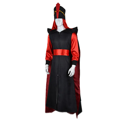 Jafar Cosplay Costume Movie Jumpsuit Cloak Hat for Men Adult Outfits Disguise Halloween Carnival Party Fantasia Roleplay Suit