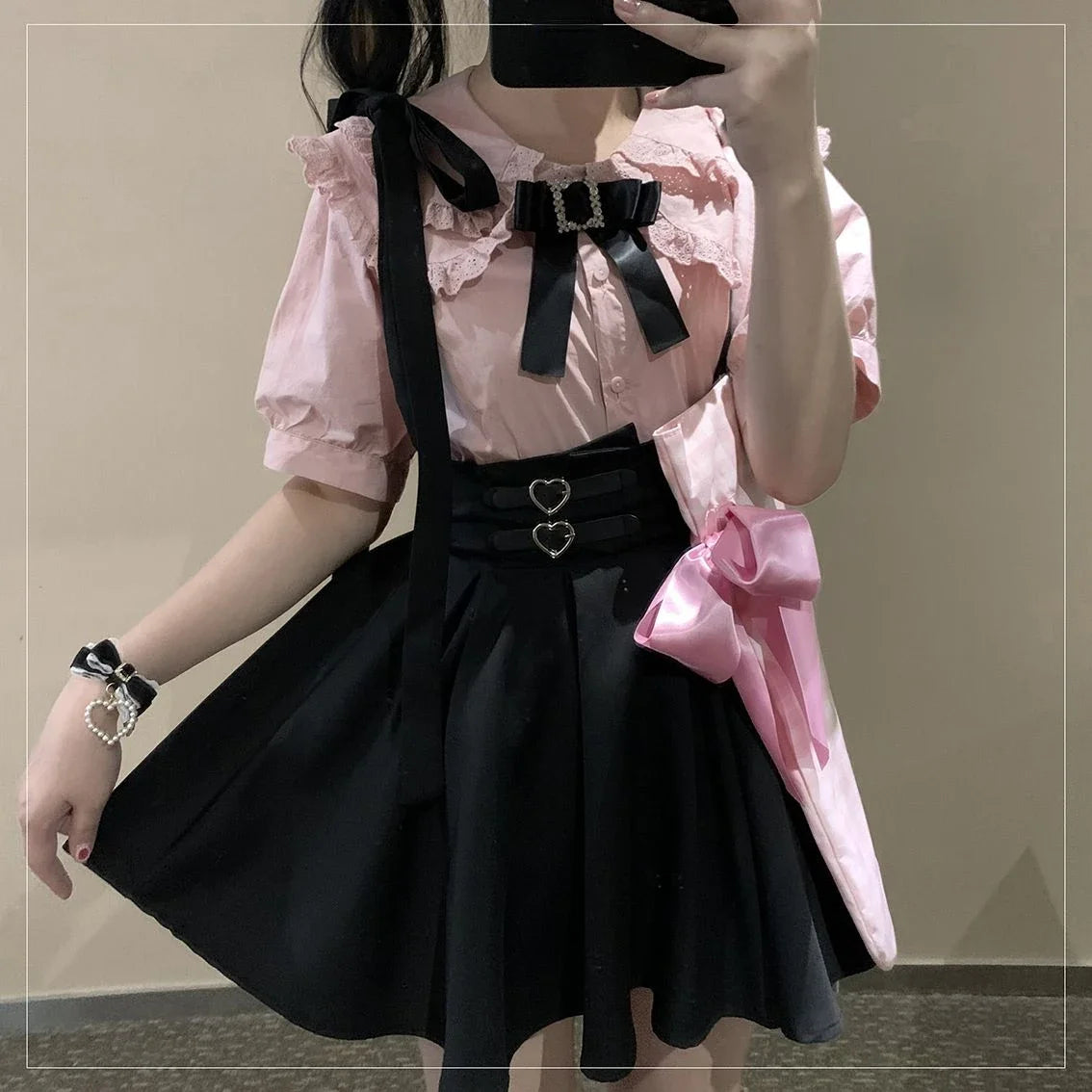 Japanese Kawaii Lolita Mini Skirt Women High Waist Pink Blue Bandage Fairy Y2k Aesthetic Skirt Casual Cute Ruffle Skirt New