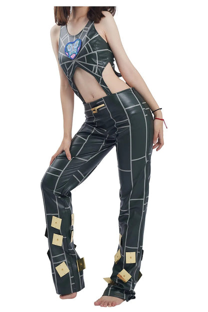 JoJo‘s Bizarre Adventure Jolyne Cujoh Cosplay Costume Outfits Woman Vest Pants Set Halloween Carnival Party Disguise Clothes