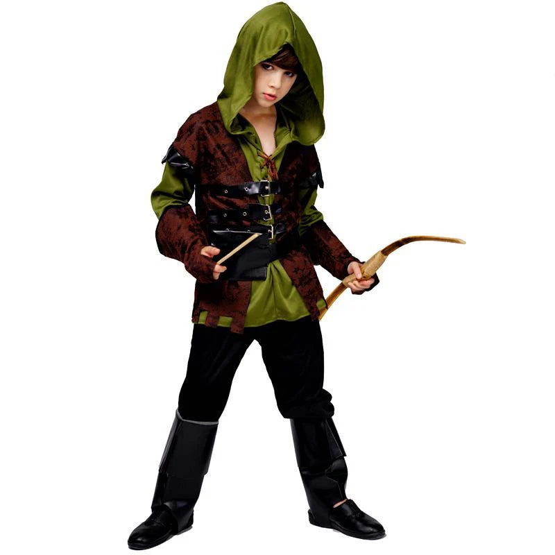 Kids Archer Costume Boys Hunter Costume Robin Hood Cosplay For Halloween Purim Carnival Party Outfits