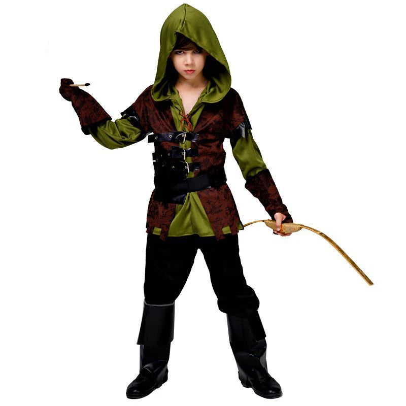 Kids Archer Costume Boys Hunter Costume Robin Hood Cosplay For Halloween Purim Carnival Party Outfits