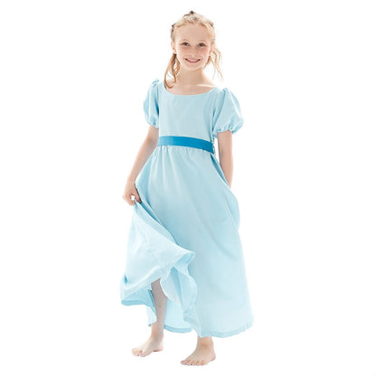 Kids Child Peter Cos Pan Wendy Cosplay Costume Blue Dress Belt Outfits Kids Children Halloween Carnival Suit