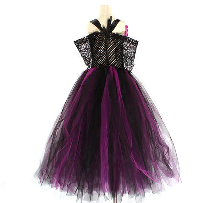 Kids Witch Costume Children Halloween Wizard Clothes Child Pageant Outfits Girls Fairytale Cosplay Tutu Dress Party Tulle Gown