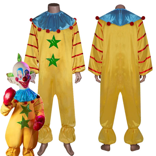 Killer Klowns from Outer Space Cosplay Costume Clown Jumpsuit Scarf Man Women Halloween Party Role Play Clothes For Adult New