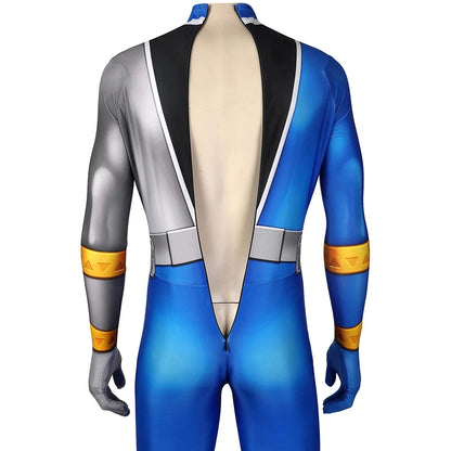 Kishryu Sentai Ryusoulger Cosplay Costume Blue Dino Ranger Melto Bodysuit Halloween Masquerade Cool Print Zentai Jumpsuit