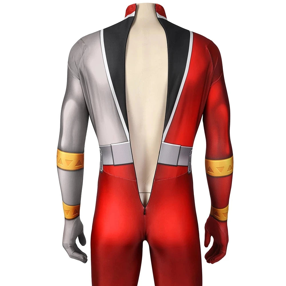 Kishryu Sentai Ryusoulger Cosplay Costume Red Dino Ranger Koh Bodysuit Halloween Masquerade Cool Print Zentai Clothing