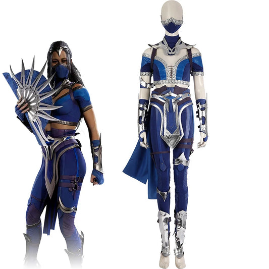 Kitana Cosplay Mortal Kombat 1 Costume Sexy Women Crop Top Pants Full Set Warrior Ninja Uniform Suit Halloween Carnival Party